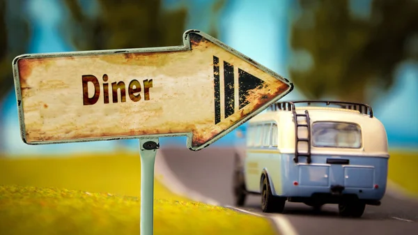 Знак Вулиці Diner — стокове фото