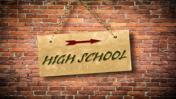 Wall Sign High School — Stock Photo, Image