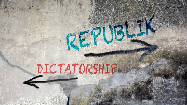 Wall Graffiti Republic vs Dictatorship