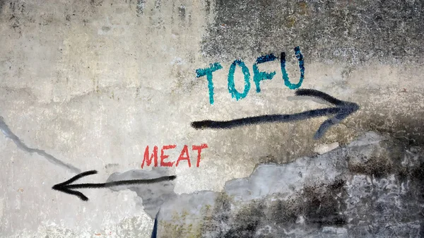 Wall Graffiti Tofu vs Meat