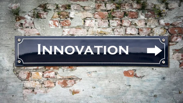Sinal Parede Para Inovação — Fotografia de Stock
