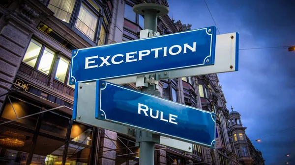 Excepción Street Sign Regla — Foto de Stock