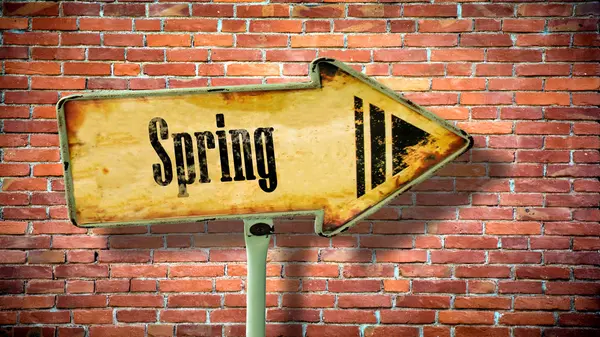 Wandschild Zum Frühling — Stockfoto