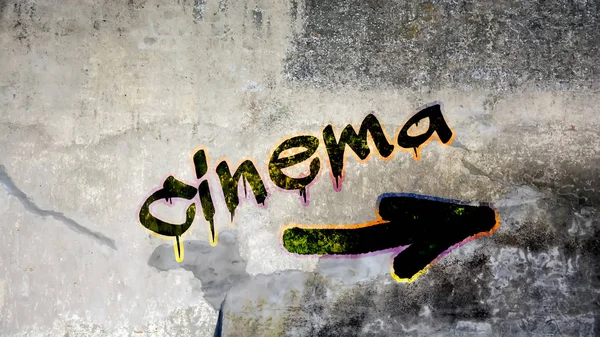 Muur Graffiti Naar Bioscoop — Stockfoto