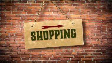 Alışveriş için duvar işaretini