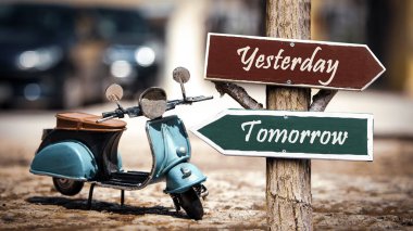 Sign Yesterday vs Tomorrow clipart