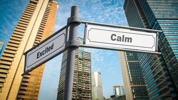 Street Sign Excited Calm — Stock Photo, Image