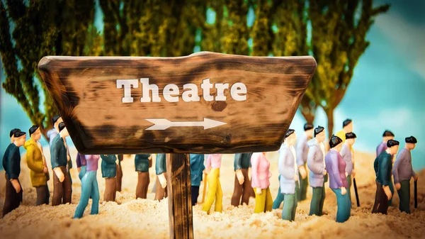 Straatnaambord Aan Theater — Stockfoto