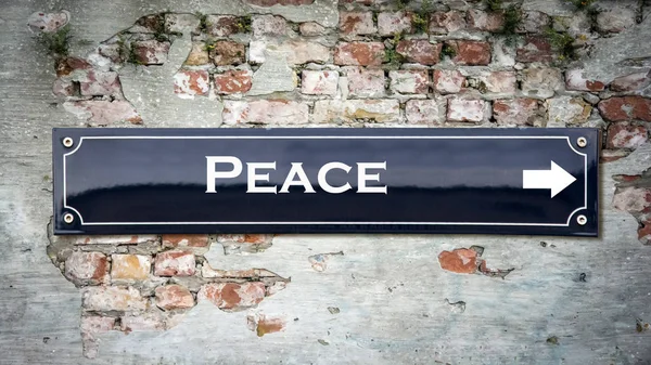 Straatnaambord Aan Vrede — Stockfoto