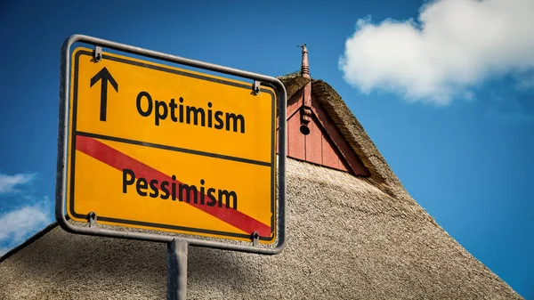 Straat Teken Optimisme Pessimisme — Stockfoto