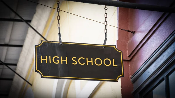 Street Sign High School — Stock Photo, Image
