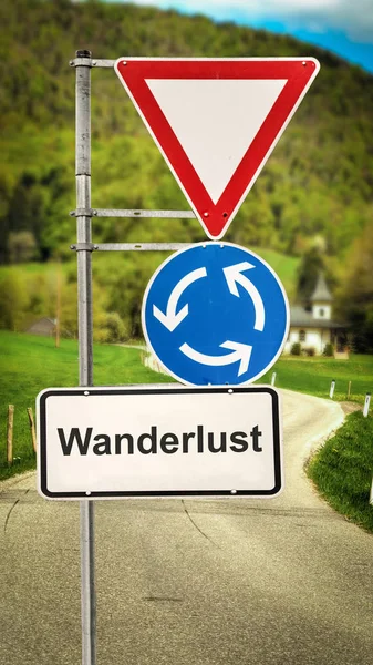 Street Sign Wanderlust — Stock Photo, Image
