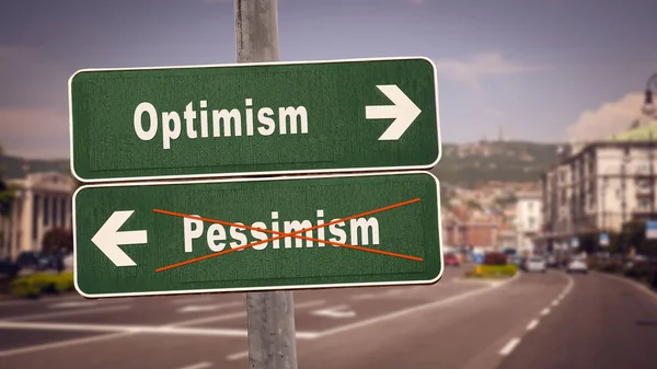 Street Sign optimism kontra pessimism — Stockfoto