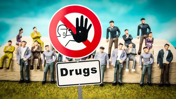 Signe de rue à la thérapie contre les médicaments — Photo