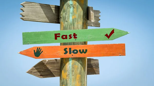 Street Sign to Fast versus Slow — Stock Photo, Image