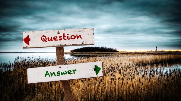 Señal de calle para responder versus pregunta — Foto de Stock
