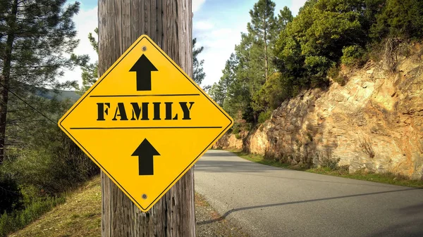 Straßenschild an Familie — Stockfoto