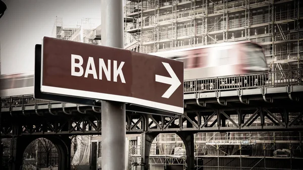 Street Sign to Bank — Stock Photo, Image