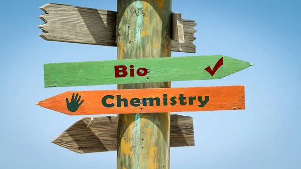 Street Sign Bio versus Chemistry — Stock Photo, Image