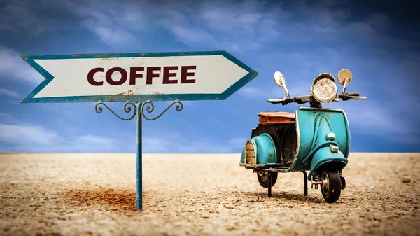 Straatnaambord aan koffie — Stockfoto