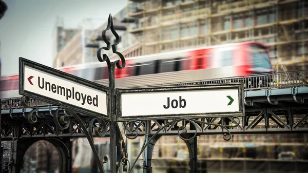 Вуличний знак на роботу проти безробітних — стокове фото