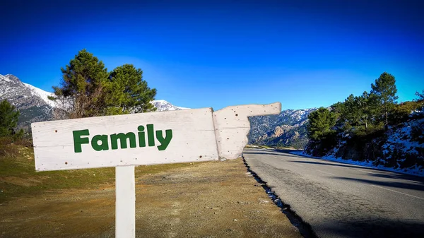 Straßenschild an Familie — Stockfoto