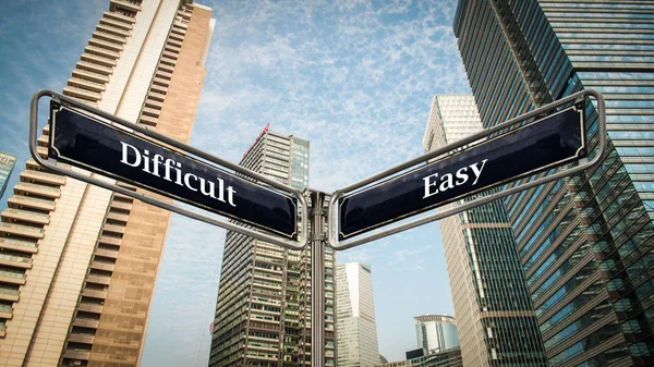 Street Sign to Easy versus Difficult — Stock Photo, Image