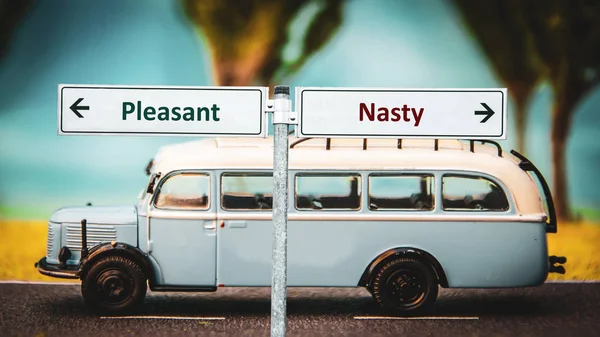 Street Sign Pleasant versus Nasty — Stock Photo, Image