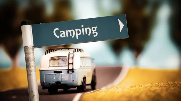 Panneau de signalisation au Camping — Photo