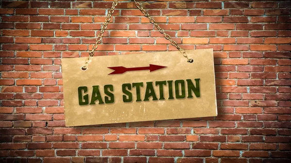 Vägskylt till bensinstation — Stockfoto