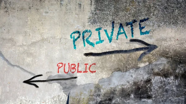 Wall Graffiti Private versus Public – stockfoto