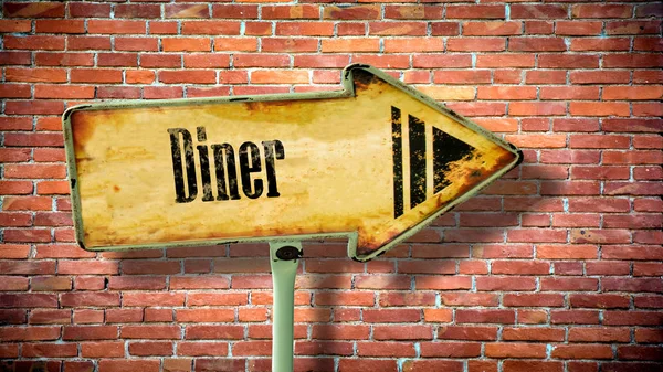 Señal de calle a Diner — Foto de Stock