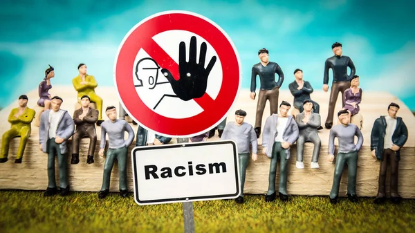 Integración de Street Sign versus racismo —  Fotos de Stock