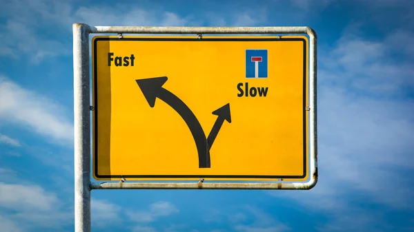 Street Sign to Fast versus Slow — Stock Photo, Image