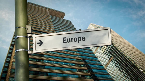 Straatnaambord naar Europa — Stockfoto
