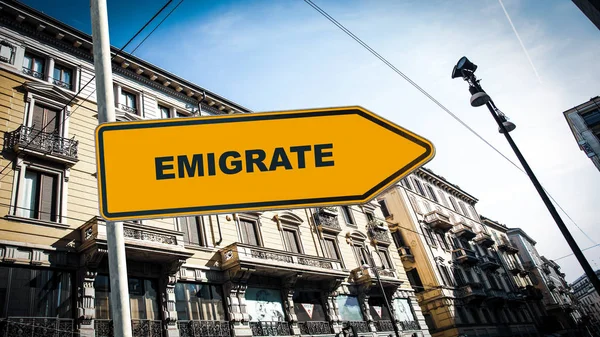 Street Sign to Emigrate — Stock Photo, Image