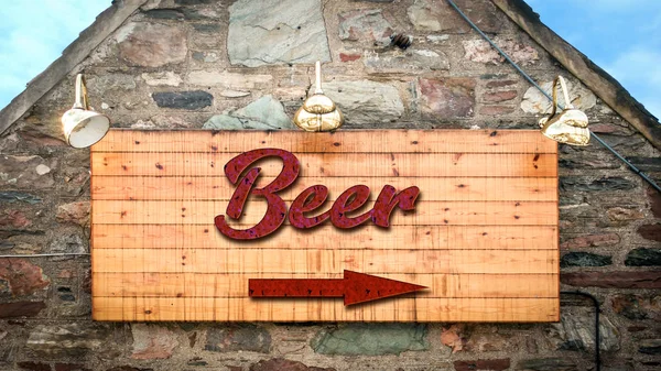 Sinal de rua para cerveja — Fotografia de Stock