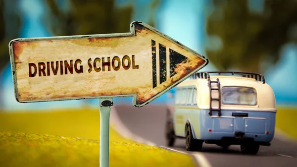Street Sign DRIVING SCHOOL — Stock Photo, Image