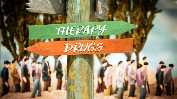 Street Sign per la terapia contro farmaci — Foto Stock