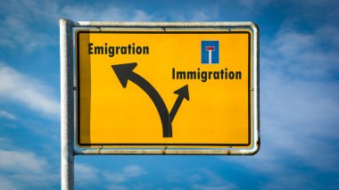 Street Sign Emigration versus Immigration clipart