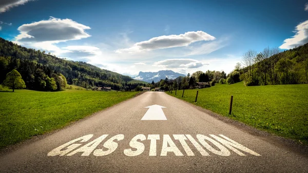 Street Sign to Gas Station — Stock Photo, Image