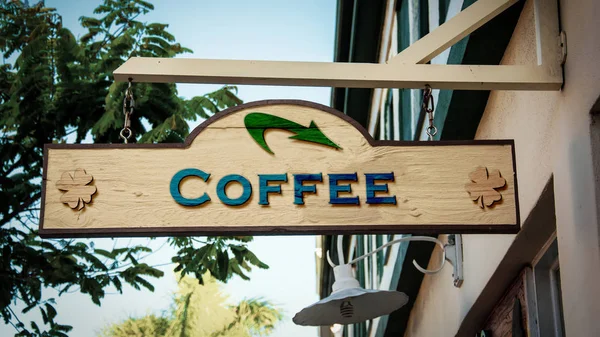 Street Sign to Coffee — Stock Photo, Image