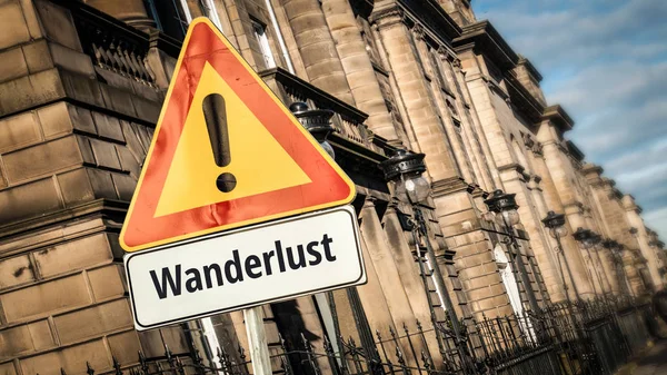 Ulica znak do Wanderlust — Zdjęcie stockowe