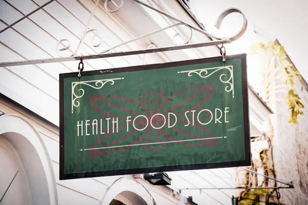 Street işaret sağlık gıda deposu — Stok fotoğraf