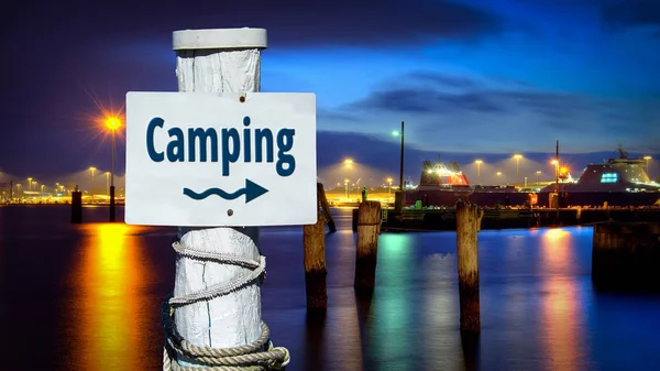 Panneau de signalisation au Camping — Photo
