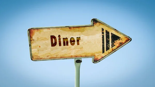 Señal de calle a Diner — Foto de Stock