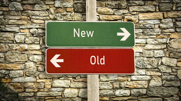 Street Sign to New versus Old — Stock Photo, Image