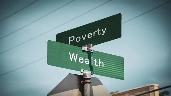 Straßenschild Reiche gegen Armut — Stockfoto
