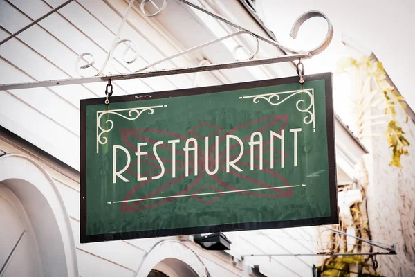 Street Sign to Restaurant — Stock Photo, Image