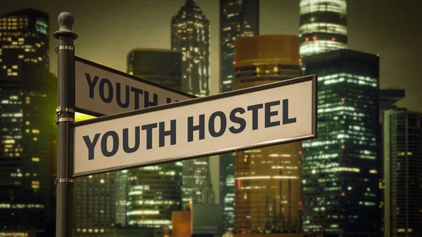 Ulica znak do Youth Hostel — Zdjęcie stockowe